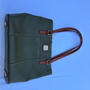 Dooney & Bourke Forest Green Tote with Chestnut Straps